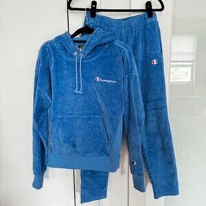 Champion x UO sky blue corduroy sweatsuit